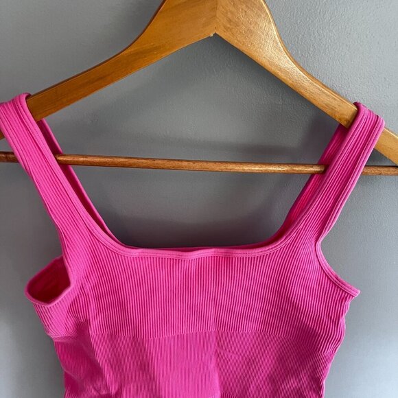 Hot Pink Ribbed Bodysuit Sleeveless Size Large - Picture 3 of 8